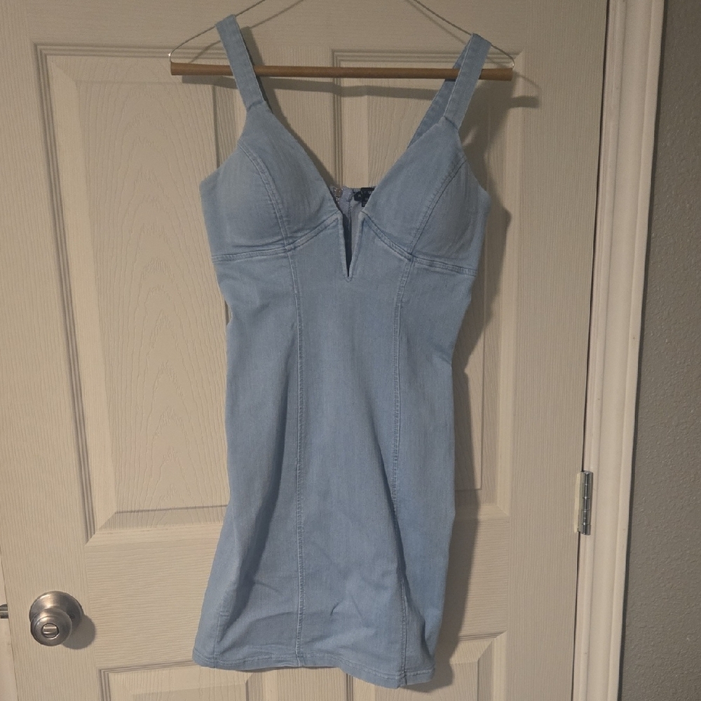 Haute Monde Light Blue Mini Dress
